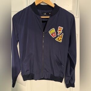 Navy Blue Bomber Jacket with Fun Patches